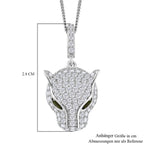 GP Natürlicher Chromdiopsid, Blauer Saphir Schmuckset 925 Silber platiniert, 925 Silber rhodiniert ca. 2,08 ct.
