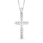 Moissanit Kreuz Anhänger mit Kette, 925 Silber platiniert, 925 Silber rhodiniert ca. 0.45 ct