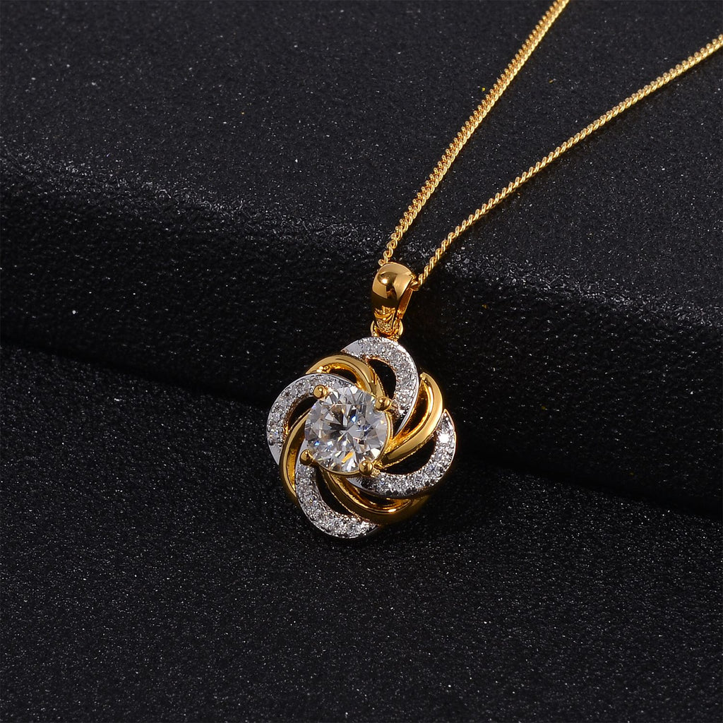 Moissanit Schmuckset 925 Silber Gelbgold Vermeil, 925 Silber Zweifarbige Beschichtung ca. 0,92 ct.