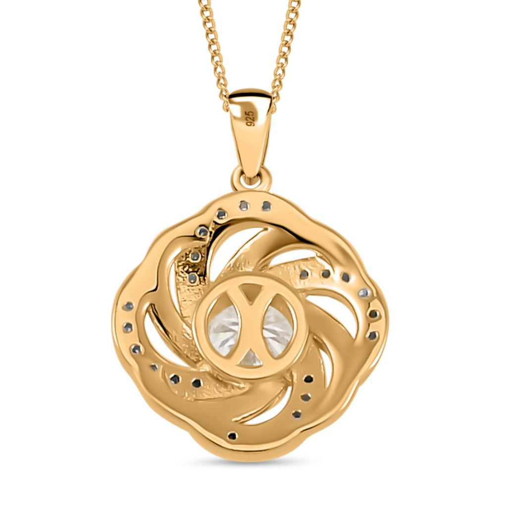 Moissanit Schmuckset 925 Silber Gelbgold Vermeil, 925 Silber Zweifarbige Beschichtung ca. 0,92 ct.