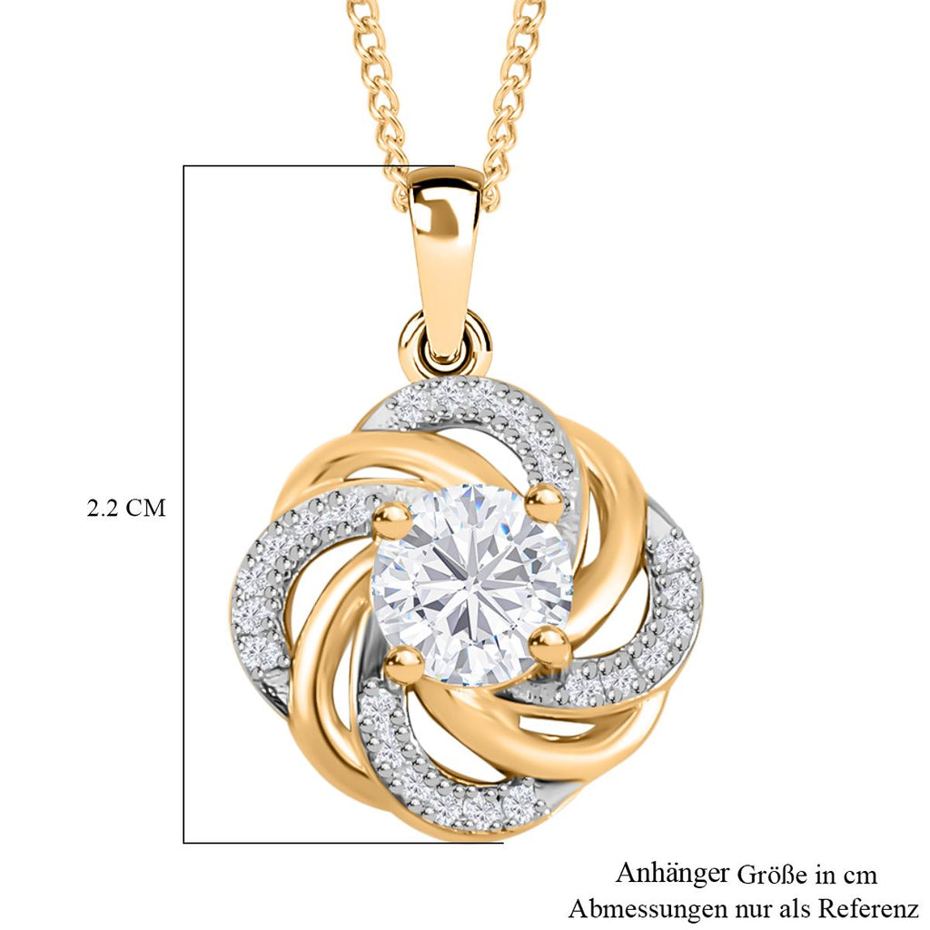 Moissanit Schmuckset 925 Silber Gelbgold Vermeil, 925 Silber Zweifarbige Beschichtung ca. 0,92 ct.