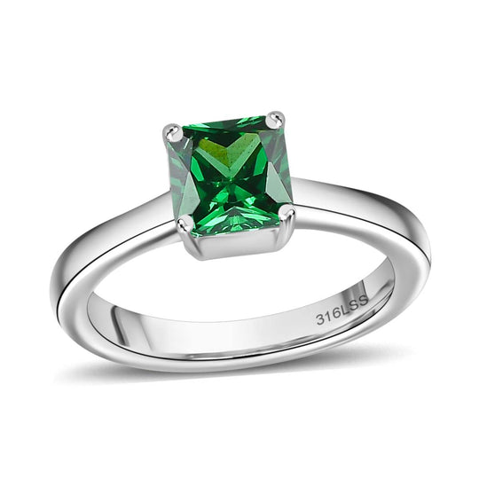 3er Set - Chromdiopsid Zirkonia Anhänger mit Kette,  Ring und Ohrringe (Größe 21.00), Edelstahl