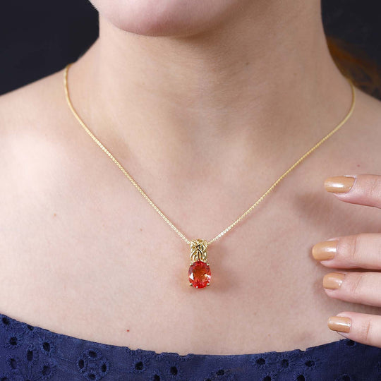 Smaragd-Quarz Triplette Anhänger mit Kette, 925 Silber 750 Roségold Vermeil ca. 5.25 ct