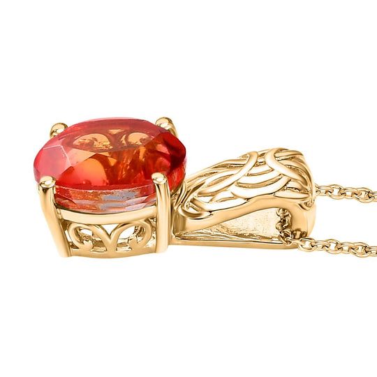 Smaragd-Quarz Triplette Anhänger mit Kette, 925 Silber 750 Roségold Vermeil ca. 5.25 ct