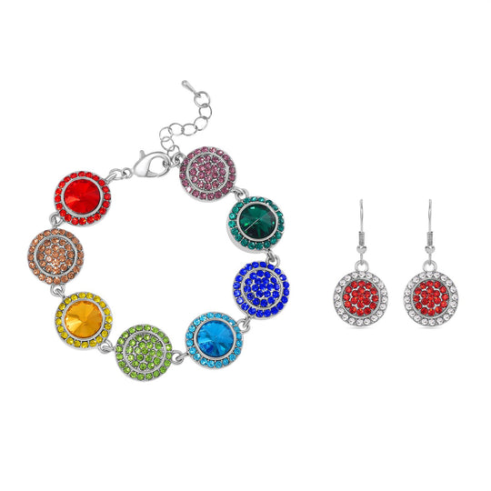 2er Set - Blauer Kristall Armband und Ohrringe