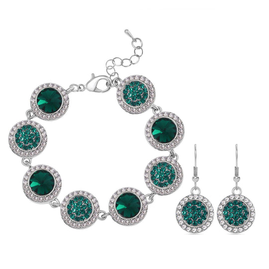 2er Set - Blauer Kristall Armband und Ohrringe
