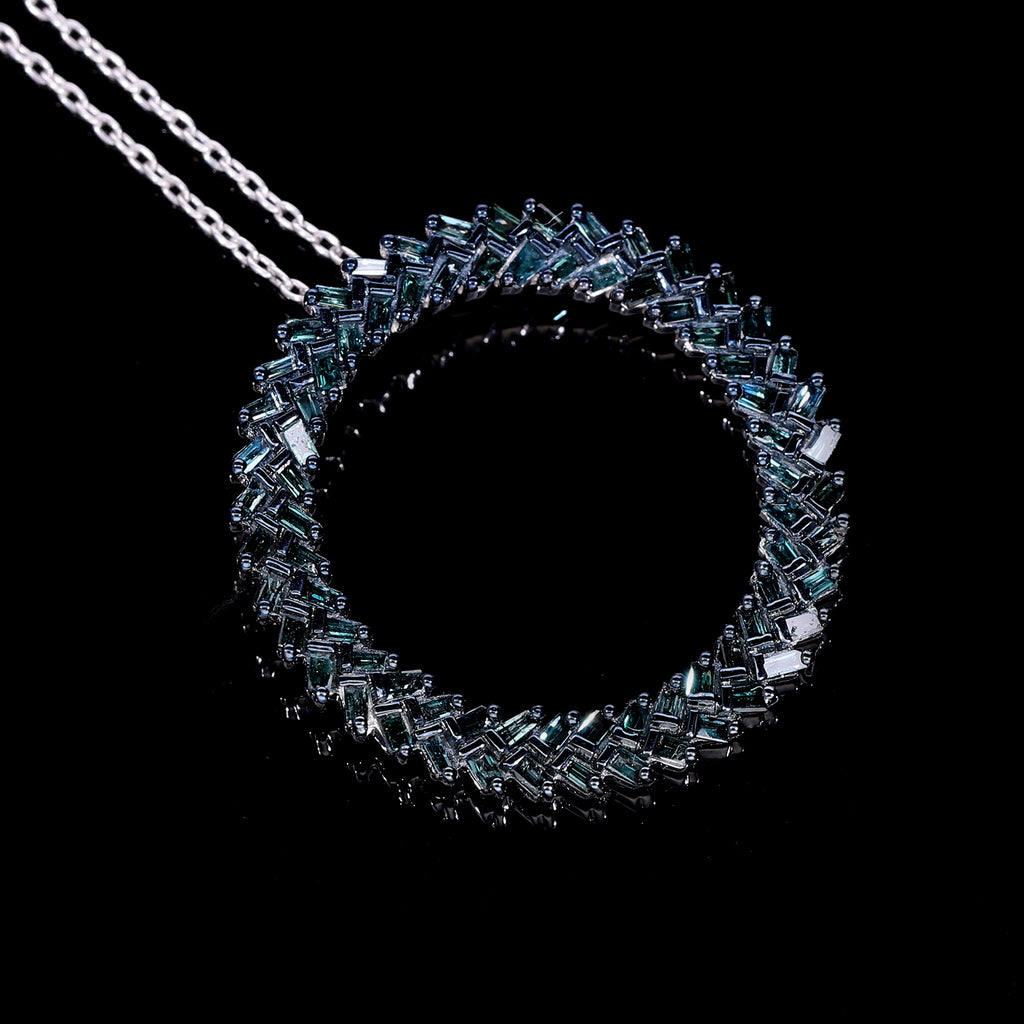 Blauer Diamant Schmuckset 925 Silber platiniert ca. 0.50 ct