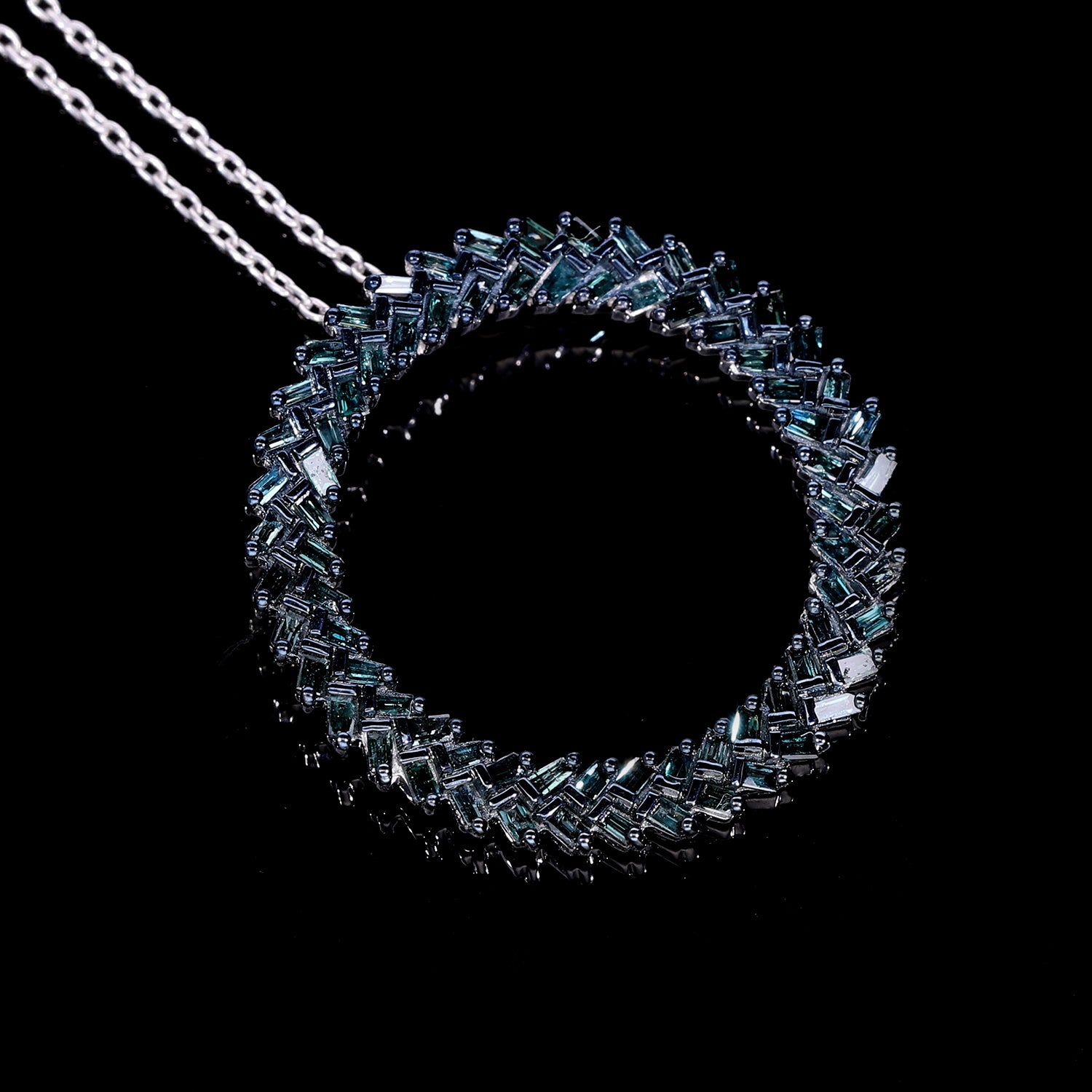 Blauer Diamant Schmuckset 925 Silber platiniert ca. 0.50 ct