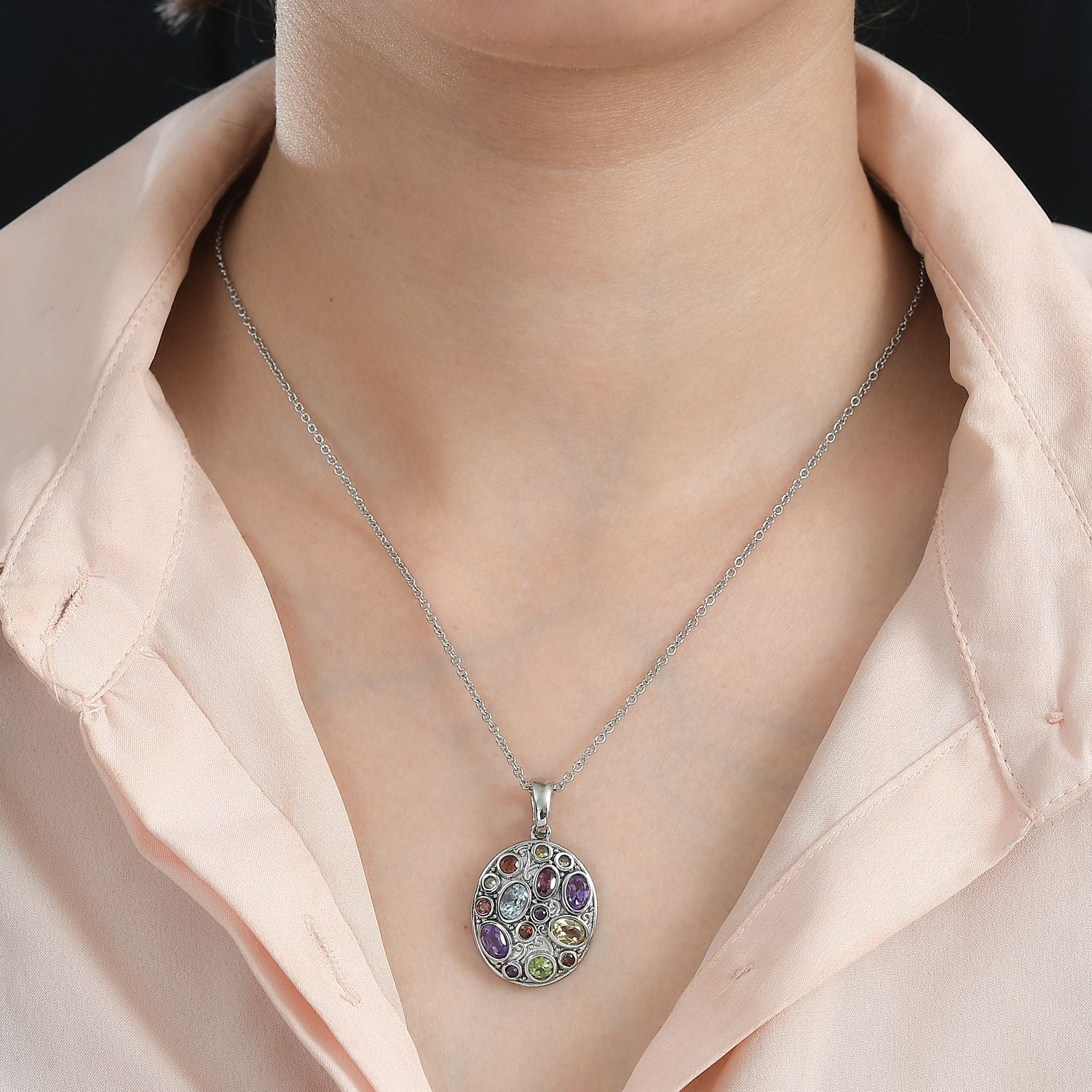 Himmelblauer Topas, Peridot Schmuckset  Edelstahl ca. 3.22 ct