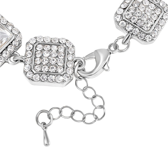 2er Set - Weißer Kristall Armband und Ohrringe, goldfarben