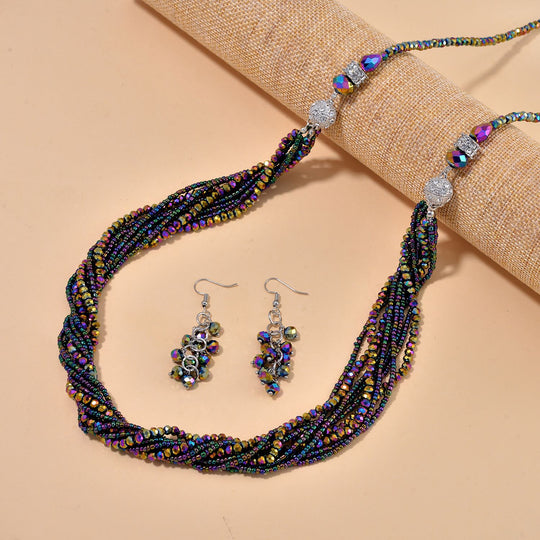 2er Set - Mysticher regenbogen kristall Halskette und Ohrringe