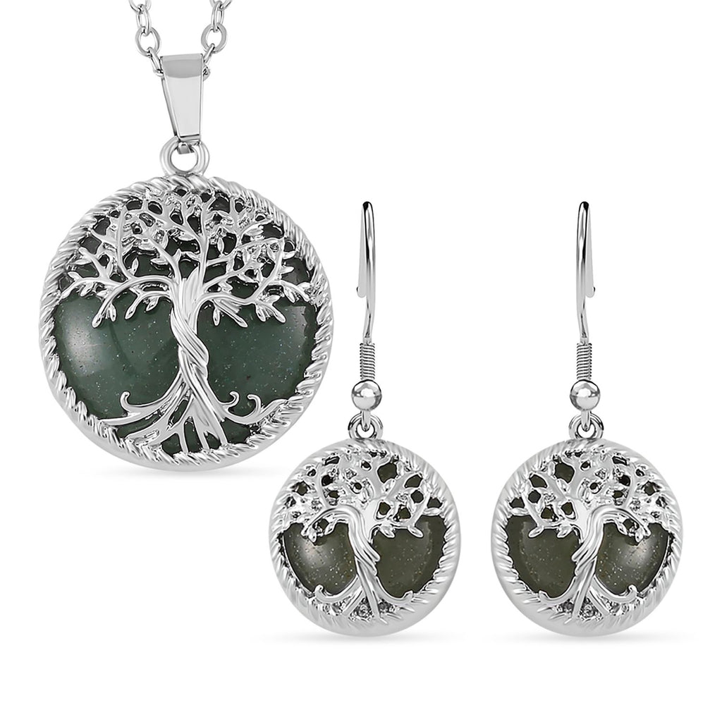 Grüner Aventurin Schmuckset  Legierung ca. 49.00 ct