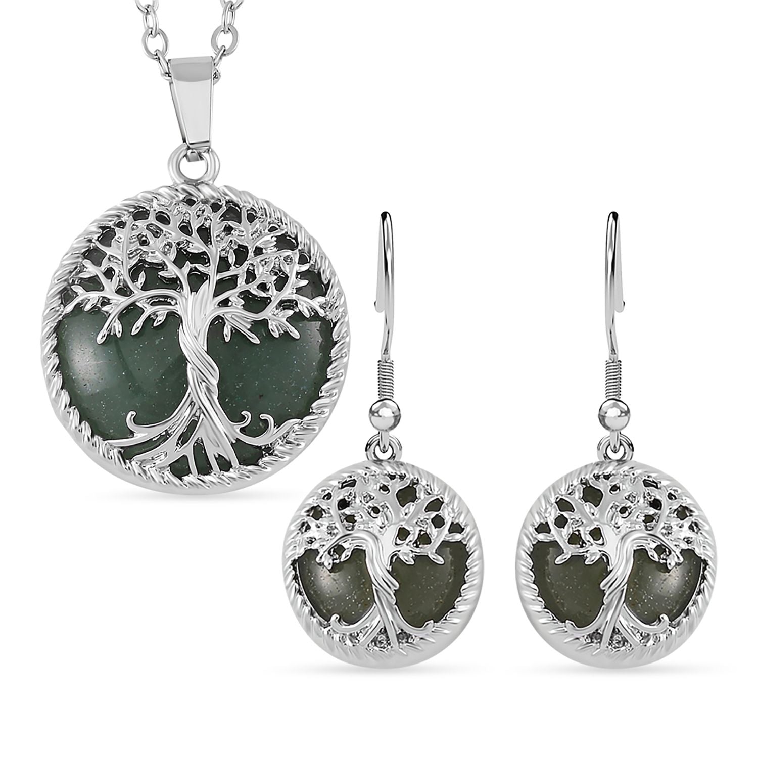 Grüner Aventurin Schmuckset  Legierung ca. 49.00 ct