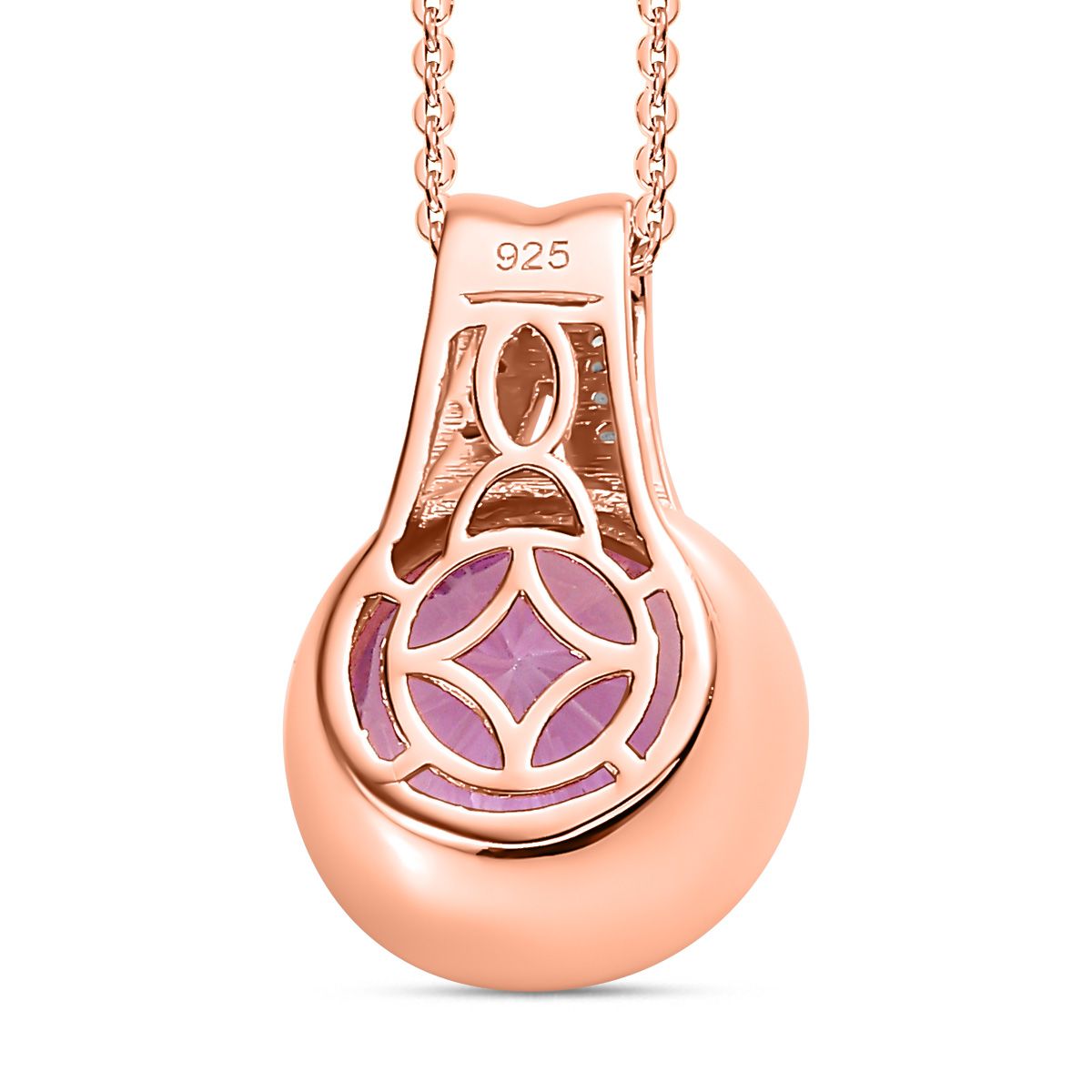 Rose De France Amethyst, Weißer Zirkon Schmuckset 925 Silber 750 Roségold Vermeil ca. 6.84 ct