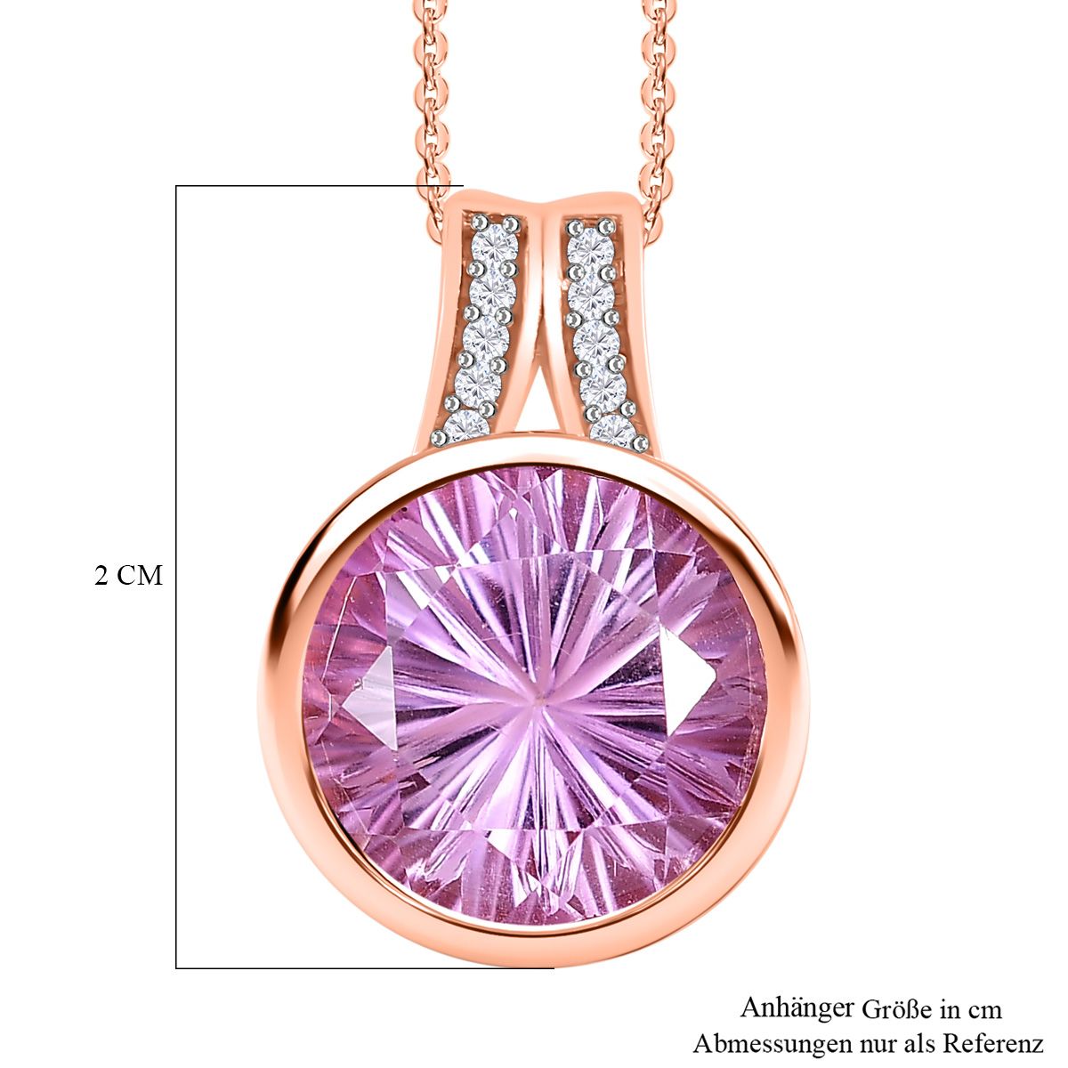 Rose De France Amethyst, Weißer Zirkon Schmuckset 925 Silber 750 Roségold Vermeil ca. 6.84 ct