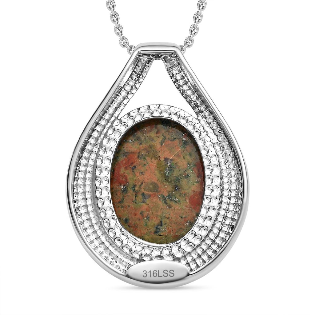 Unakite Schmuckset Edelstahl ca. 17,78 ct.
