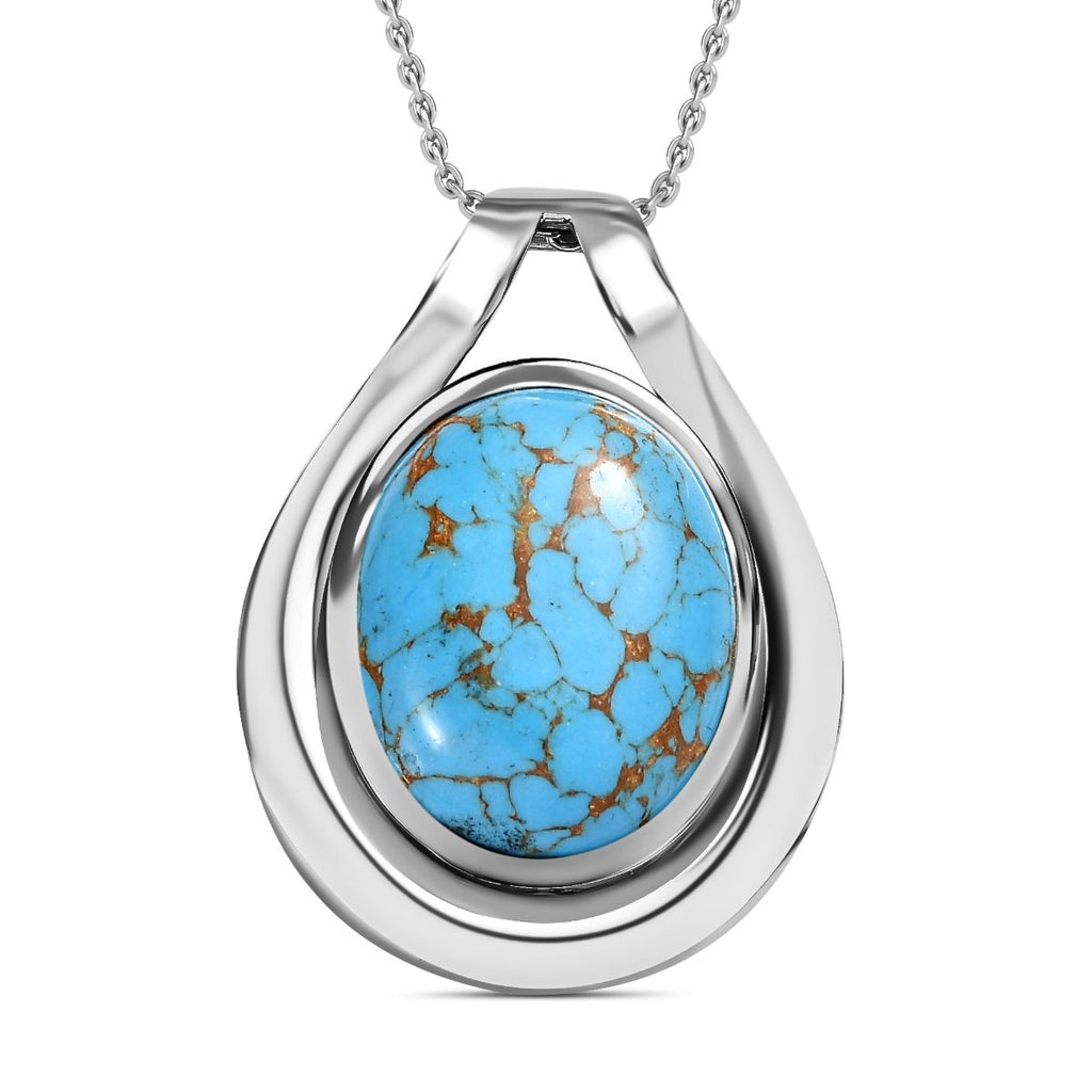 Blaues Türkis Schmuckset Edelstahl ca. 18.00 ct