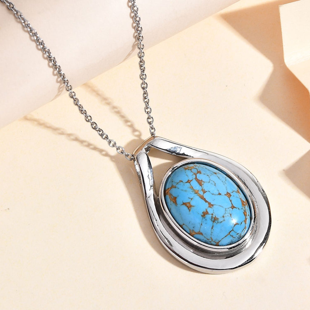 Blaues Türkis Schmuckset Edelstahl ca. 18.00 ct