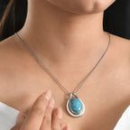 Blaues Türkis Schmuckset Edelstahl ca. 18.00 ct