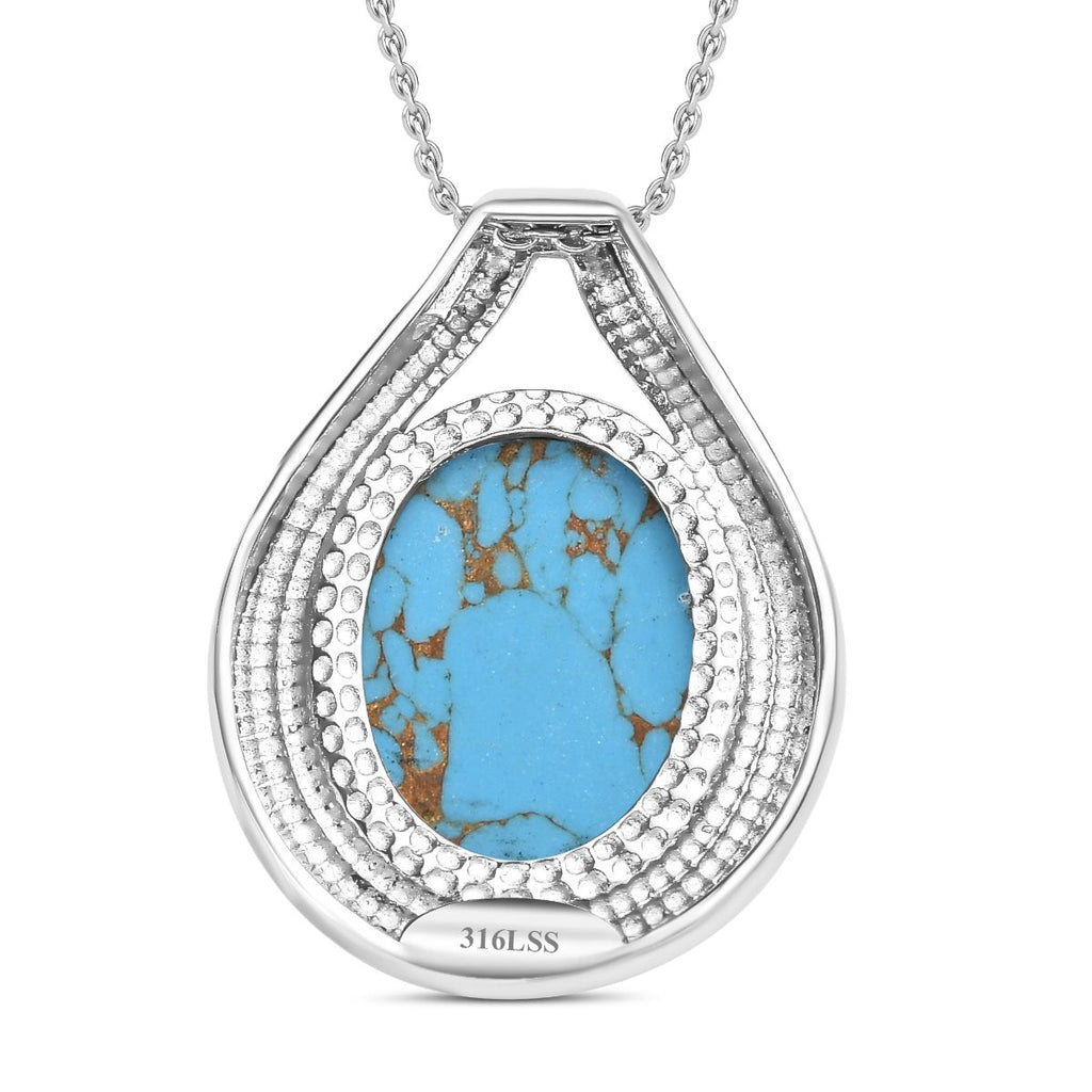 Blaues Türkis Schmuckset Edelstahl ca. 18.00 ct