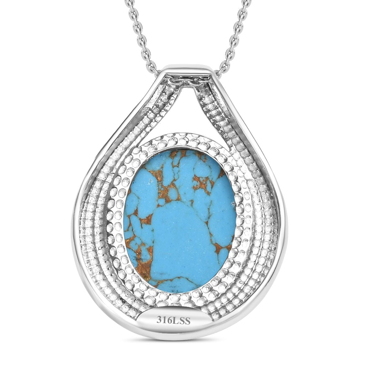 Blaues Türkis Schmuckset Edelstahl ca. 18.00 ct