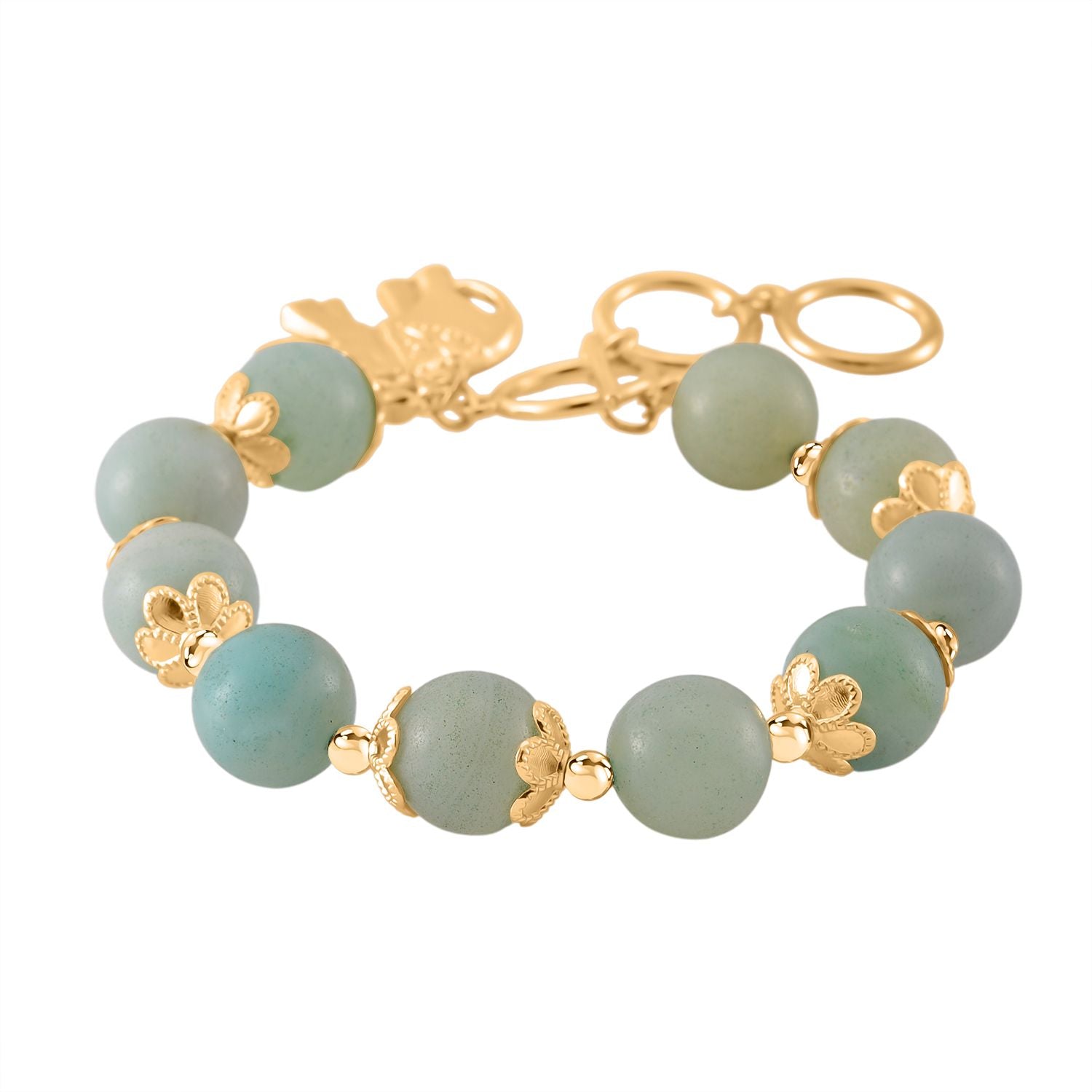 2er Set - Mehrfarbiger Amazonit Armband und Ohrringe, Reiner Edelstahl, vergoldet, ca. 185,00 ct.