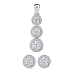 LUSTRO STELLA - 2er Set Weißer Zirkonia Schmuckset, 925 Silber rhodiniert