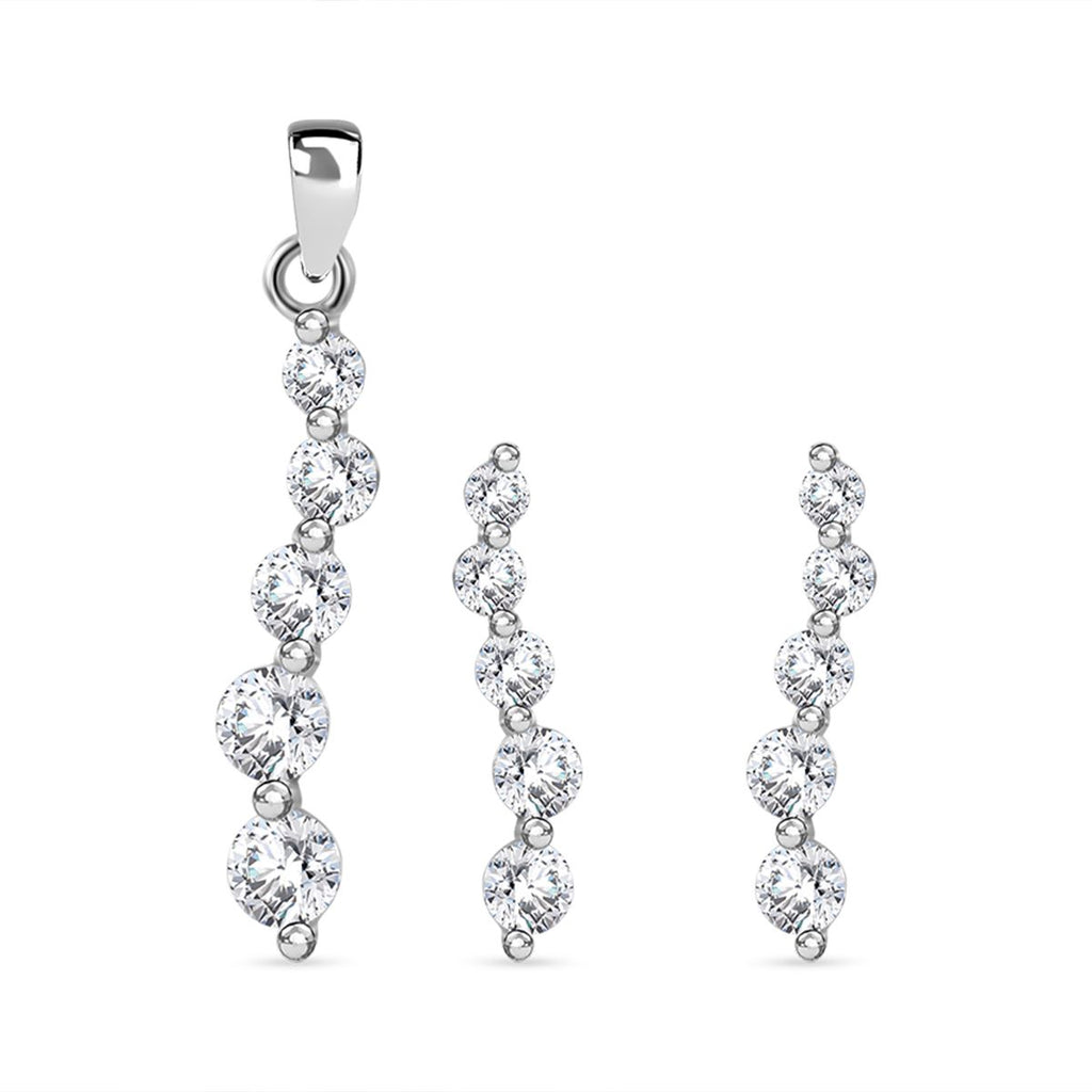 Weißer Zirkonia Schmuckset 925 Silber rhodiniert