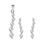 Weißer Zirkonia Schmuckset 925 Silber rhodiniert