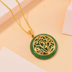 Grüne Jade Anhänger mit Kette 925 Silber Gelbgold Vermeil ca. 26.80 ct