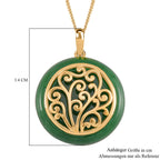 Grüne Jade Anhänger mit Kette 925 Silber Gelbgold Vermeil ca. 26.80 ct