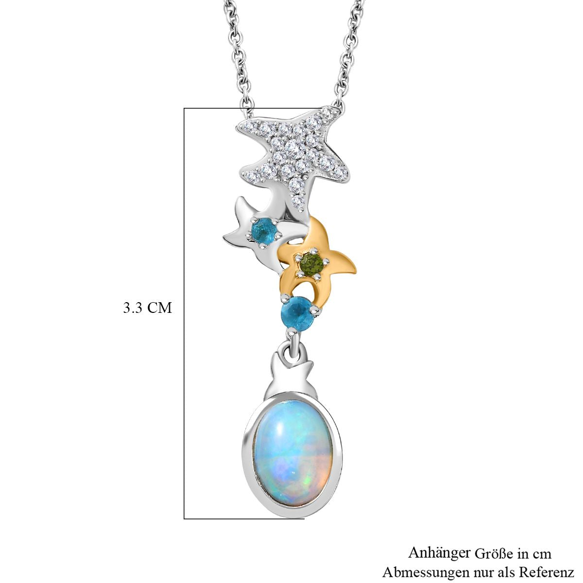 GP Celestial Kollektion - AA Natürlicher, äthiopischer Welo Opal, Neon Apatit Schmuckset 925 Silber rhodiniert, 925 Silber Rhodiniert und 750 Gelbgold Vermeil ca. 1.33 ct
