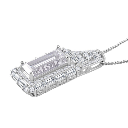 Moissanit Anhänger mit Kette, 925 Silber platiniert, 925 Silber rhodiniert ca. 3.94 ct