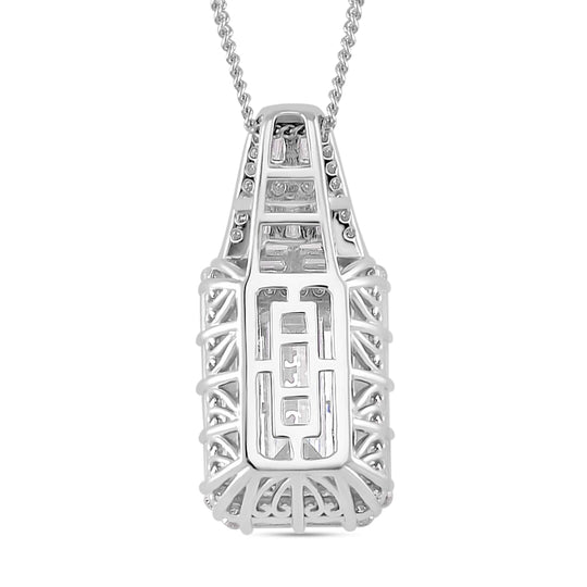 Moissanit Anhänger mit Kette, 925 Silber platiniert, 925 Silber rhodiniert ca. 3.94 ct