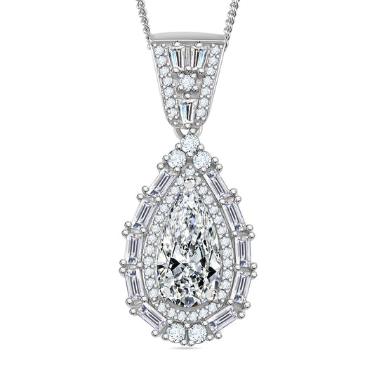 Moissanit Anhänger mit Kette, 925 Silber platiniert, 925 Silber rhodiniert ca. 3.94 ct