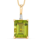 Peridot, Weißer Zirkon Anhänger mit Kette 925 Silber 750 Gelbgold Vermeil ca. 2.39 ct