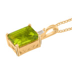 Peridot, Weißer Zirkon Anhänger mit Kette 925 Silber 750 Gelbgold Vermeil ca. 2.39 ct