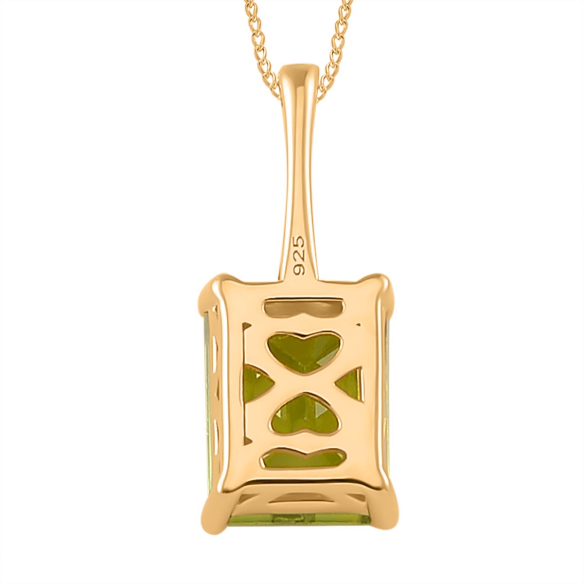 Peridot, Weißer Zirkon Anhänger mit Kette 925 Silber 750 Gelbgold Vermeil ca. 2.39 ct
