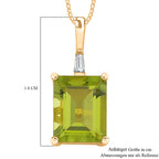 Peridot, Weißer Zirkon Anhänger mit Kette 925 Silber 750 Gelbgold Vermeil ca. 2.39 ct