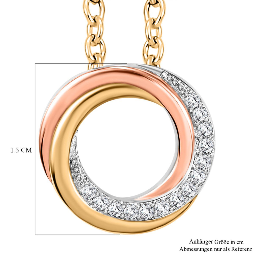 Moissanit Anhänger mit Kette ca. 50 cm, tricolor, 925 Silber rhodiniert