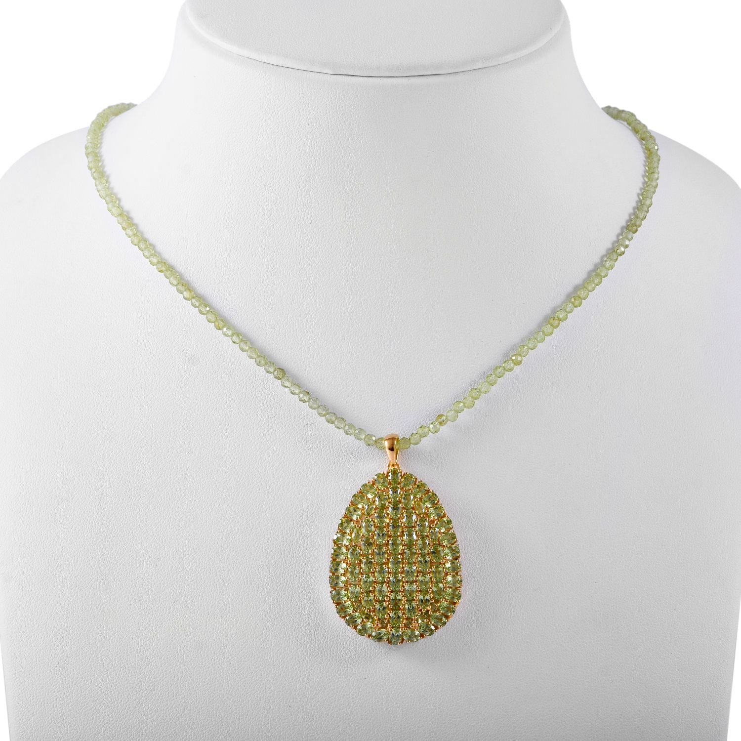 AA Peridot Anhänger mit Kette ca. 45 cm, 925 Silber Gelbgold Vermeil ca. 43.80 ct