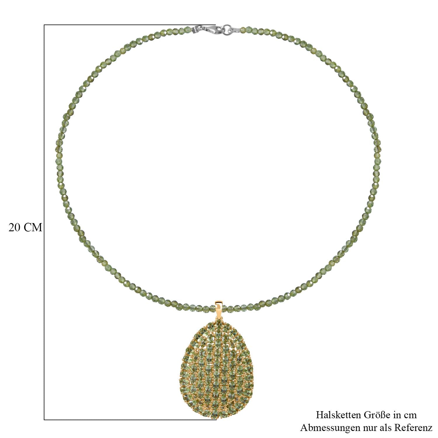 AA Peridot Anhänger mit Kette ca. 45 cm, 925 Silber Gelbgold Vermeil ca. 43.80 ct