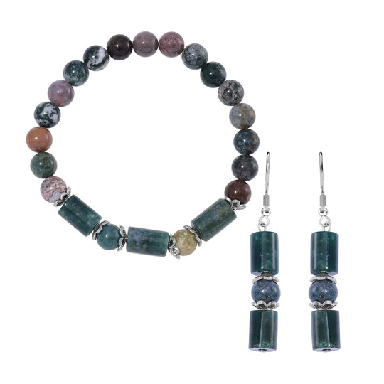 Unakite Schmuckset Reiner Edelstahl ca. 136.00 ct