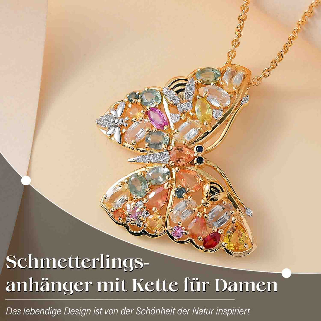 Giuseppe Perez Mehrfarbig Saphir Schmuckset, 925 Silber Rhodiniert und 750 Gelbgold Vermeil ca. 6,24 ct.