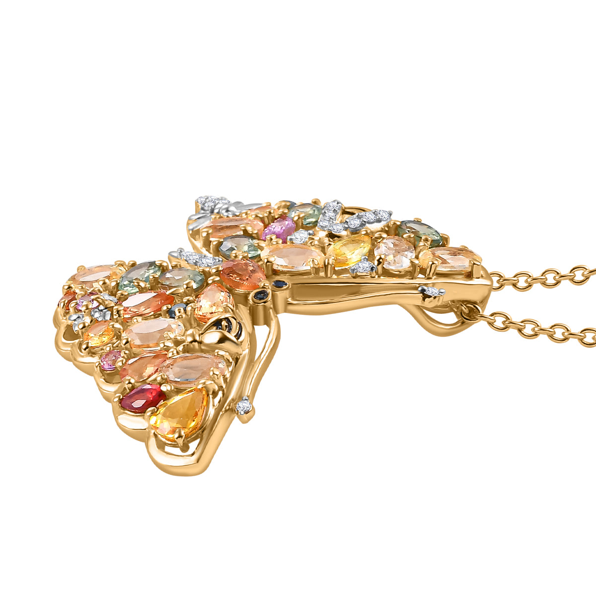 Giuseppe Perez Mehrfarbig Saphir Schmuckset, 925 Silber Rhodiniert und 750 Gelbgold Vermeil ca. 6,24 ct.