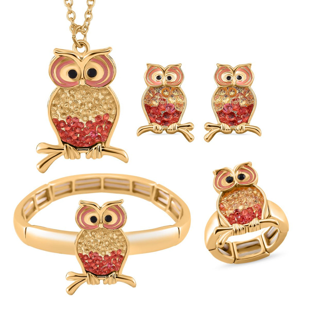 Weißer Kristall, Rosa Kristall Schmuckset Legierung Std Gelb