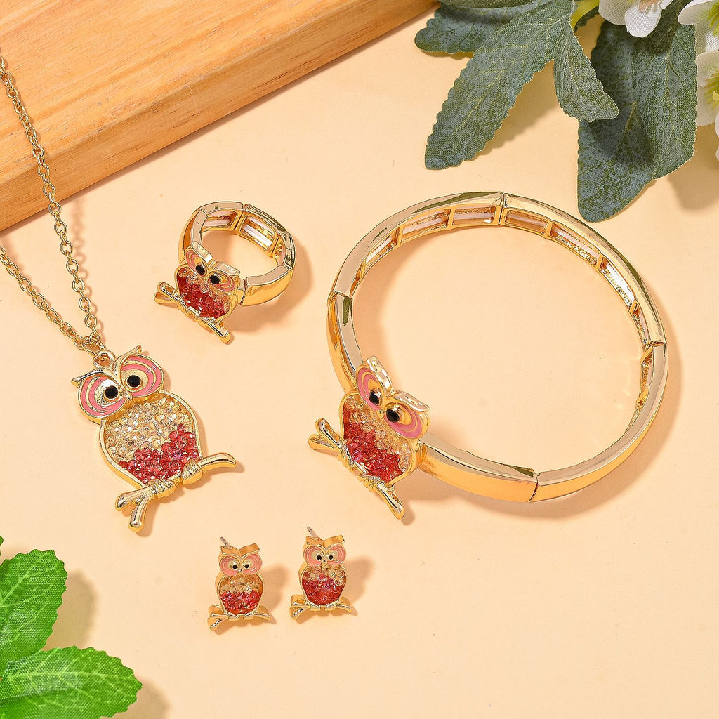 Weißer Kristall, Rosa Kristall Schmuckset Legierung Std Gelb