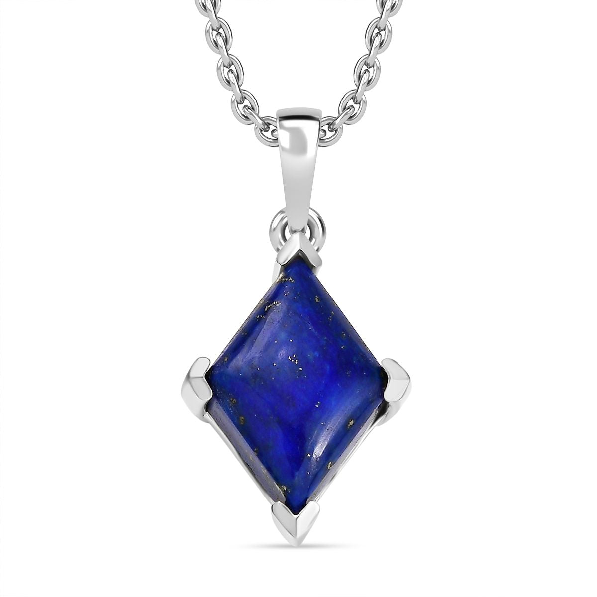 Lapislazuli Anhänger mit Kette (ca. 50 cm), Nickelfreies Messing und 316L Edelstahl, ca. 7.50 ct