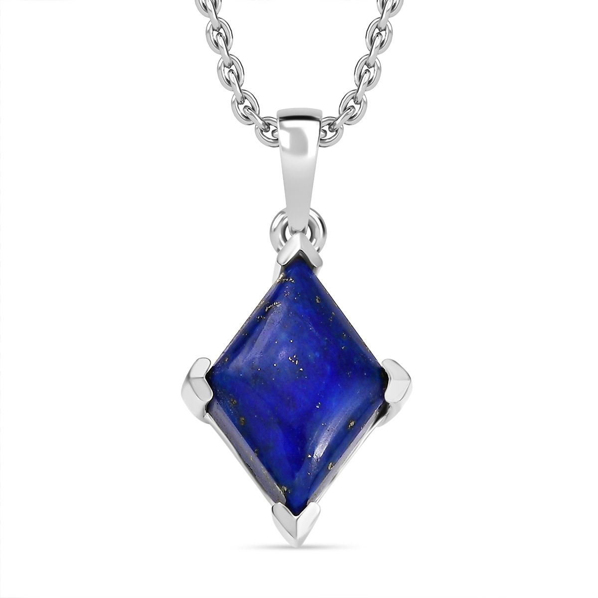 Lapislazuli Anhänger mit Kette (ca. 50 cm), Nickelfreies Messing und 316L Edelstahl, ca. 7.50 ct