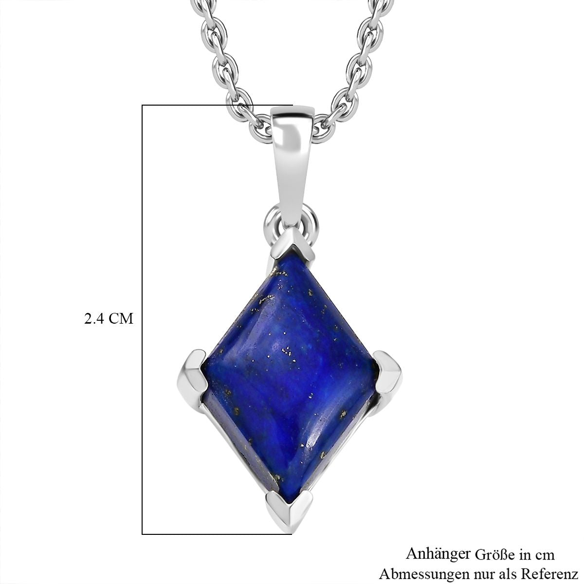 Lapislazuli Anhänger mit Kette (ca. 50 cm), Nickelfreies Messing und 316L Edelstahl, ca. 7.50 ct